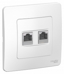 Розетка 2хRJ45 компьютерная, С/У, в сборе (белый) Blanca Systeme Electric. Вид 1