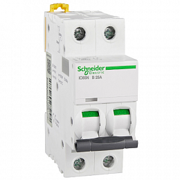 iC65N 2P 25А Автоматический выключатель 2-полюсный, 25А, 6кА (хар-ка B) Schneider Electric. Вид 1