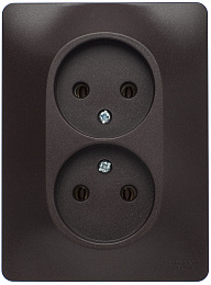 Розетка двойная без заземления, 16А, 250В, в сборе (шоколад) Glossa Systeme Electric. Вид 1