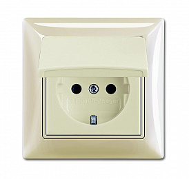 20 EUCKD-92-50 Розетка с заземлением, с крышкой, в сборе, IP44 (слоновая кость) Basic55 ABB. Вид 1