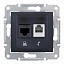 Розетка телеф.+компьют.,RJ11+RJ45,кат. 6, экран. stp, с пруж. заж. (графит) Sedna Schneider Electric. Вид 1.