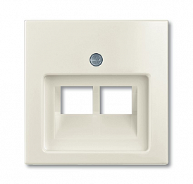 1803-02-96-507 Накладка для 2-х постовой телефонной/компьтерной розетки, с полем для надписи (шале/белый) Basic 55 АВВ. Вид 1