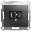 Розетка USB 5в /1400 ма, 2 х 5в /700 ма, механизм (графит) Glossa Schneider Electric. Вид 1.