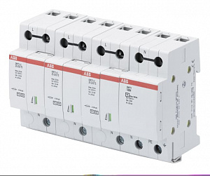 OVR T1+2 3N 25-255 TS Ограничитель перенапряжения 3P+N, TS, 25kA, тип 1+2 ABB. Вид 1