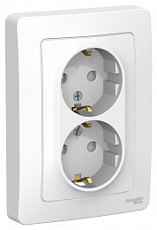 Розетка двойная с заземлением, со шторками, С/У, 16А, 250В (белый) Blanca Systeme Electric. Вид 1