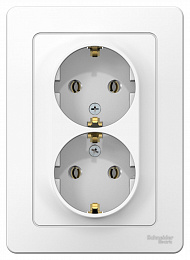 Розетка двойная, с заземлением без шторок, С/У, 16А, 250В (белый) Blanca Systeme Electric. Вид 1