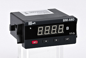 Вольтметр цифр. 96x48мм однофазный, вх 600В, вых DO+RS485, LED-дисплей ВМ-48D DEKraft. Вид 1