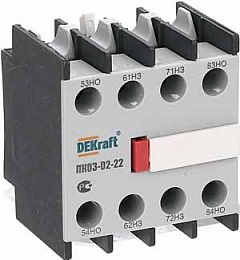ПК03-02-22 Приставка контактная фронтальная доп.контакты 2НО+2НЗ DEKraft. Вид 1