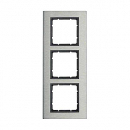 Рамка 3-постовая (нержавеющая сталь, антрацитовый) B.7 Berker. Вид 1