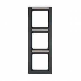 Рамка 3-постовая, с полем для надписей, вертикальная (антрацитовый, бархатный лак) Q.1 Berker. Вид 1