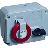 432 MHS6W Розетка для монтажа на поверхность с выключателем и блокировкой 32A, 3P+N+E, IP67 АВВ