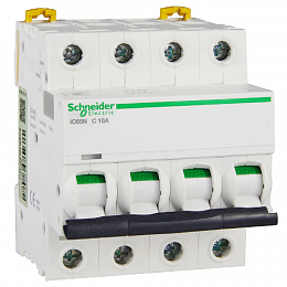 iC65N 4P 10А Автоматический выключатель 4-полюсный, 10А, 6кА (хар-ка C) Schneider Electric. Вид 1