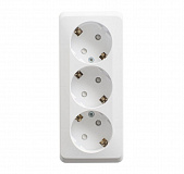 Розетка тройная с заземлением, со шторками, О/У (белый), 16А 250B, Этюд Systeme Electric