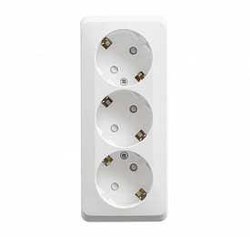 Розетка тройная с заземлением, со шторками, О/У (белый), 16А 250B, Этюд Systeme Electric. Вид 1