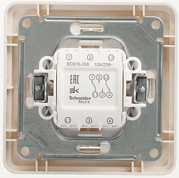 Переключатель 2-клавишный, 10АХ, в сборе (слоновая кость) Wessen 59 Schneider Electric. Вид 1