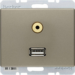 Розетка USB/3,5 мм Audio (светло-бронзовый) Arsys Berker. Вид 1