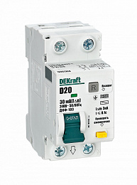 ДИФ-103 Дифф. автомат 1P+N, 20А, 30mA, тип AC, 4,5kA (хар-ка D) DEKraft. Вид 1