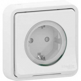 Розетка с з/к. и шт., скрытой установки, IP55 (белый) Mureva Styl Schneider Electric. Вид 1