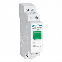 Кнопка модульная NP9-12D3/1 с подсветкой, 1НО+2НЗ, AC/DC230В, зеленая(R) CHINT. Вид 1