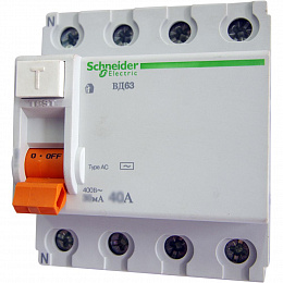 Диф. выкл. нагрузки вд63 4п 63a 300ma ас, испания Schneider Electric. Вид 1