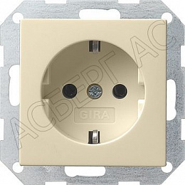 Розетка с заземлением (кремовый глянцевый) System 55 GIRA. Вид 1