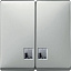 Клавиша двойная с окном для свет. инд, sd (сталь) Merten Schneider Electric. Вид 1.