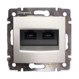 Розетка компьютерная двойная RJ45, UTP Cat 6, (алюминий) Valena Legrand. Вид 1